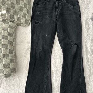 Citizens Of Humanity Black Distressed Flare Jeans